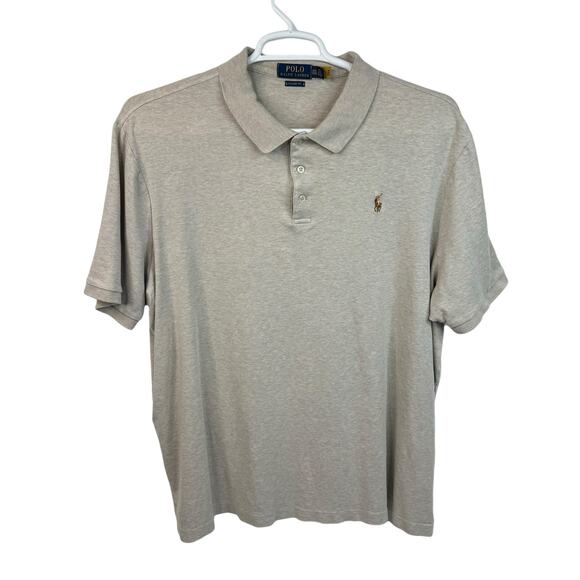 Polo Ralph Lauren Soft Cotton Short Sleeve Polo Shirt Classic Fit Beige Tan XXL - Picture 4 of 6
